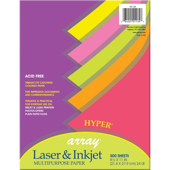 Array® Multi-Purpose Paper, 20 lb., Hyper Colors, 500 Sheets
