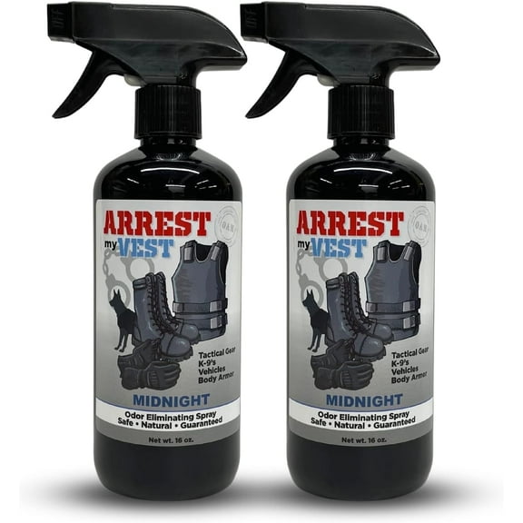 Arrest My Vest Military and Police Grade Odor Eliminator Spray, Midnight Scent, 16 oz, 2 Pack