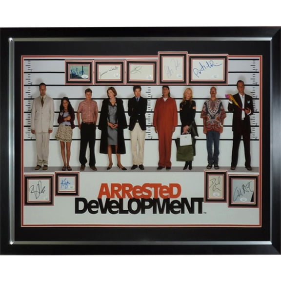 Arrested Development Full-Size TV Poster Deluxe Framed with all 9 Cast Autographs - JSA