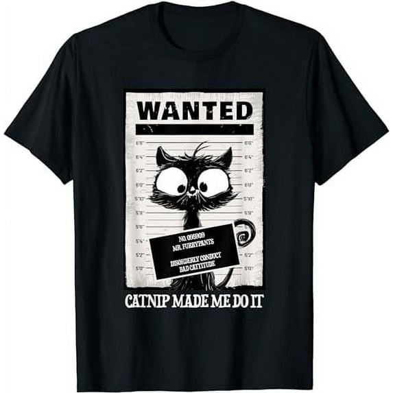 Arrested cat | Cat in prison | Wanted cat | Cute black Cat T-Shirt