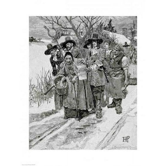 Arresting a Witch Poster Print by Howard Pyle