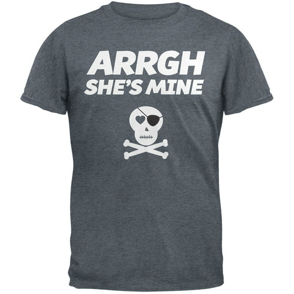 Arrgh She's Mine Dark Heather Grey Adult T-Shirt - Medium