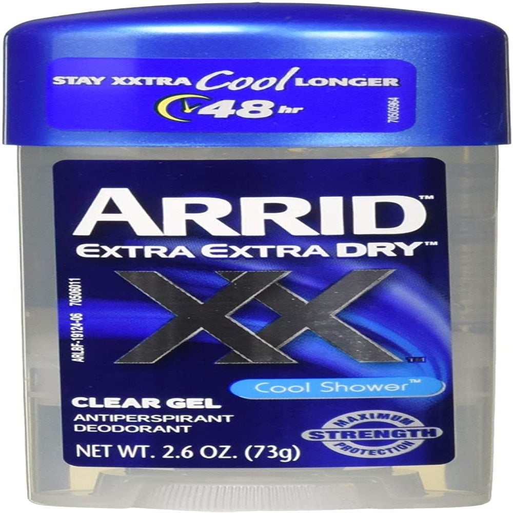 Arrid Extra Dry Antiperspirant Deodorant, Clear Gel, Cool Shower, 2.6 Oz (Pack of 4)