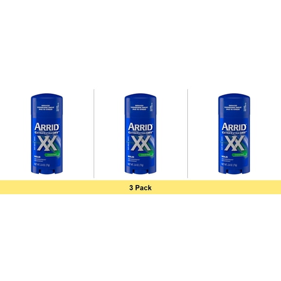 Arrid XX Extra Extra Dry Solid Antiperspirant Deodorant, Unscented, 2.6 oz - 3 Pack