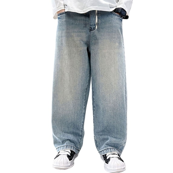 Arrival Boys Casual Pants Straight Leg Wide Trousers Fashion Retro Loose Fit Kids Bottoms Clothes