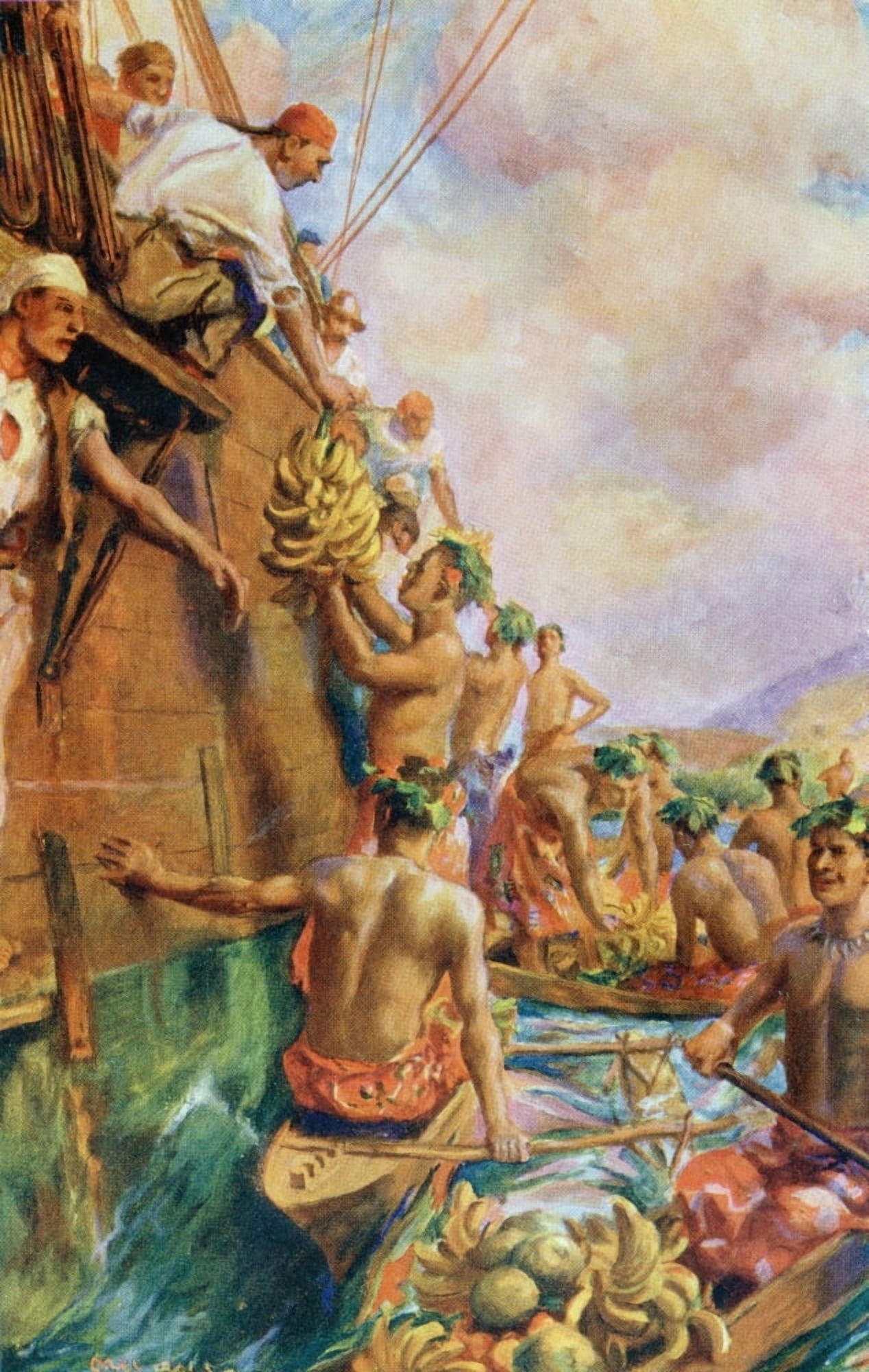 The Arrival Of Captain James Cook In Tahiti In 1769 From The Life And Voyages Of Captain James Cook By CG Cash Published Circa 1910 Canvas Art - Ken Welsh Design Pics (11 x 18)
