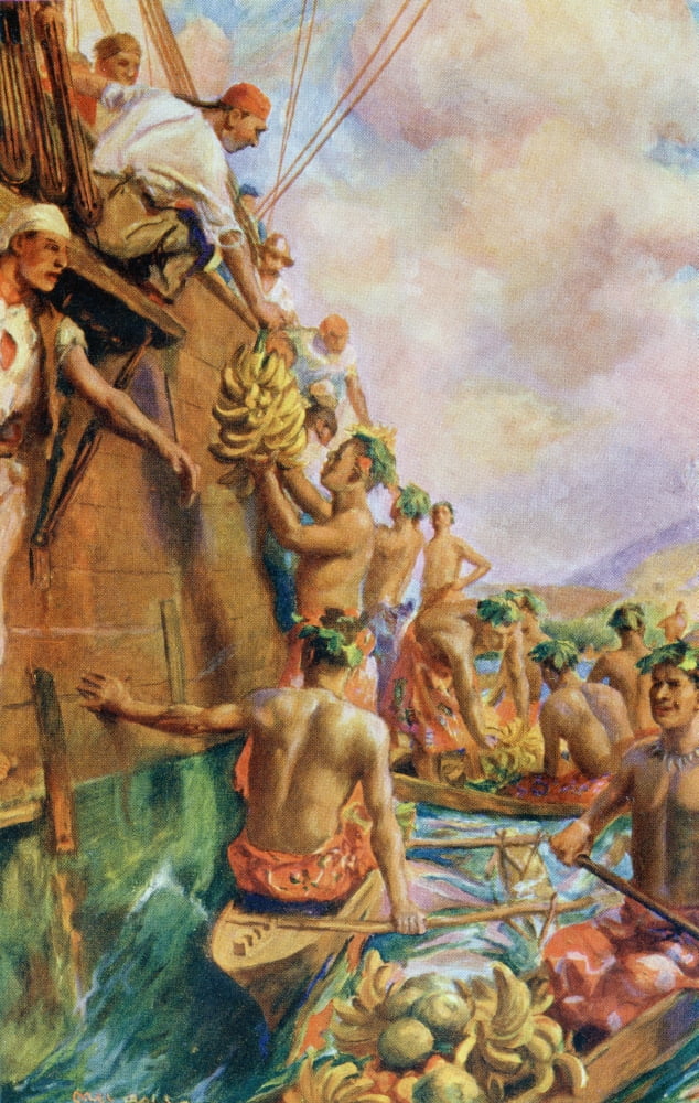 The Arrival Of Captain James Cook In Tahiti In 1769 From The Life And Voyages Of Captain James Cook By CG Cash Published Circa 1910 Canvas Art - Ken Welsh Design Pics (22 x 36)