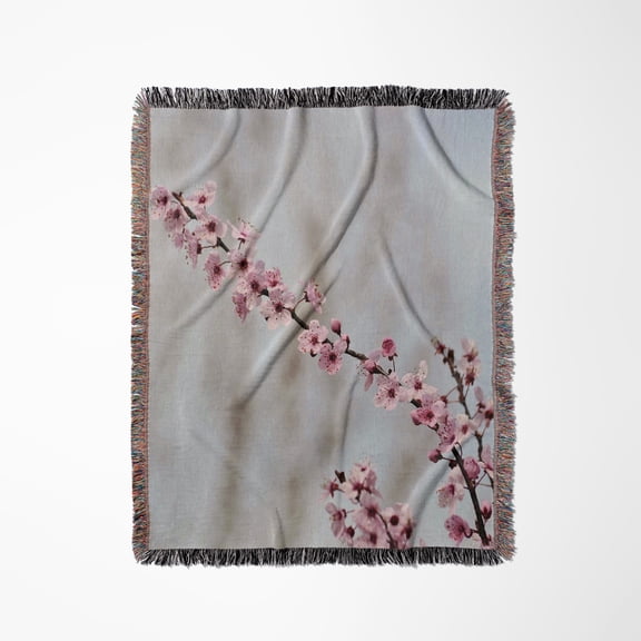 Arrival Of Spring- Cherry Blossom Flowers- Floral Photography, Woven Blanket
