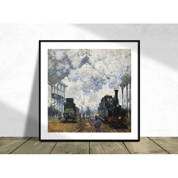 Arrival Of The Normandy Train Claude Monet Square Poster French Impressionist Reproduction, Unframed Paper Poster 8x10in