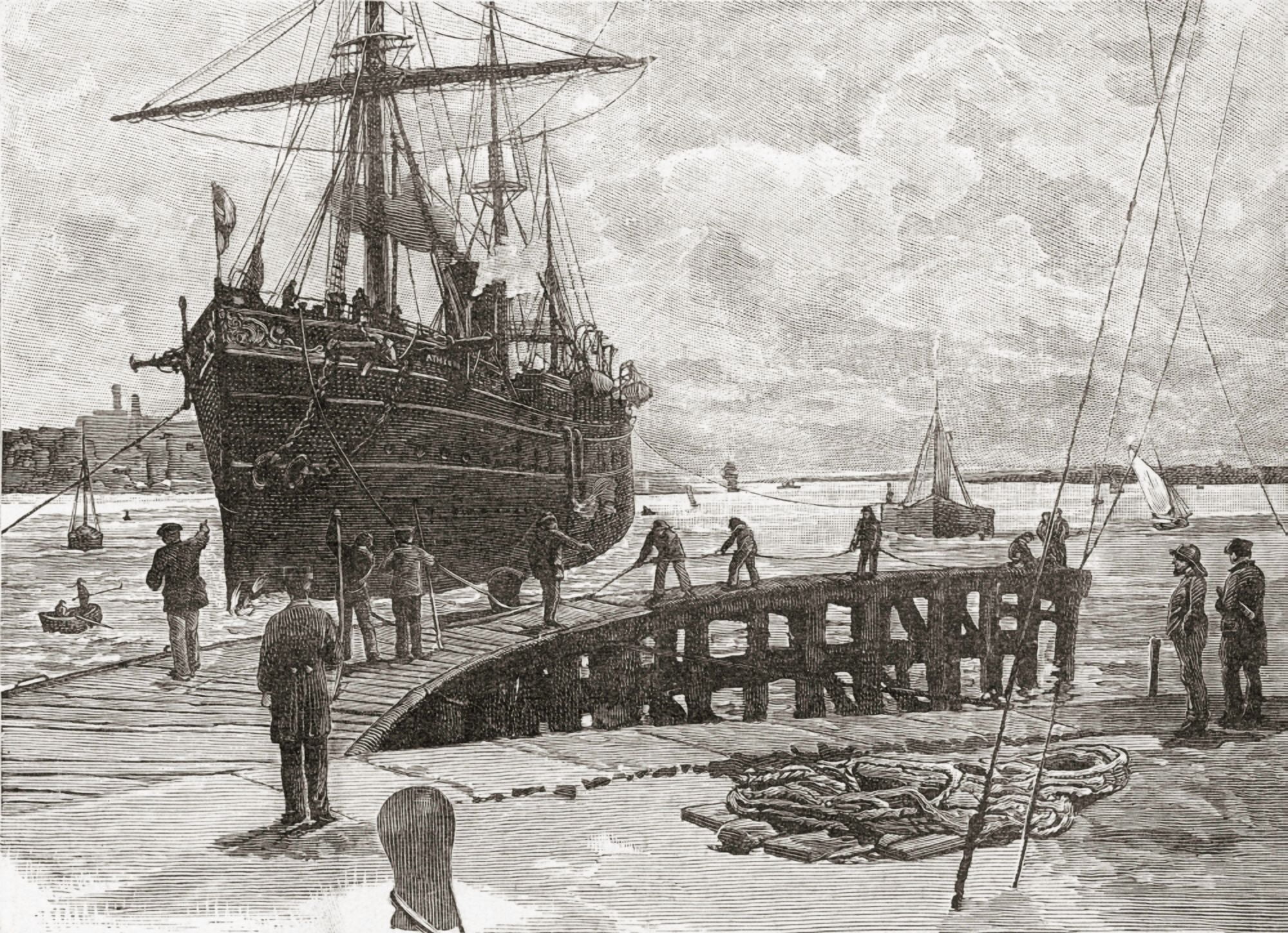 Arrival Of A Steamer At Southampton Docks Hampshire England In The Late 19Th Century From Our Own Country Published 1898 Canvas Art - Ken Welsh Design Pics (17 x 12)