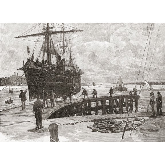 Arrival Of A Steamer At Southampton Docks Hampshire England In The Late 19Th Century From Our Own Country Published 1898 Canvas Art - Ken Welsh Design Pics (17 x 12)