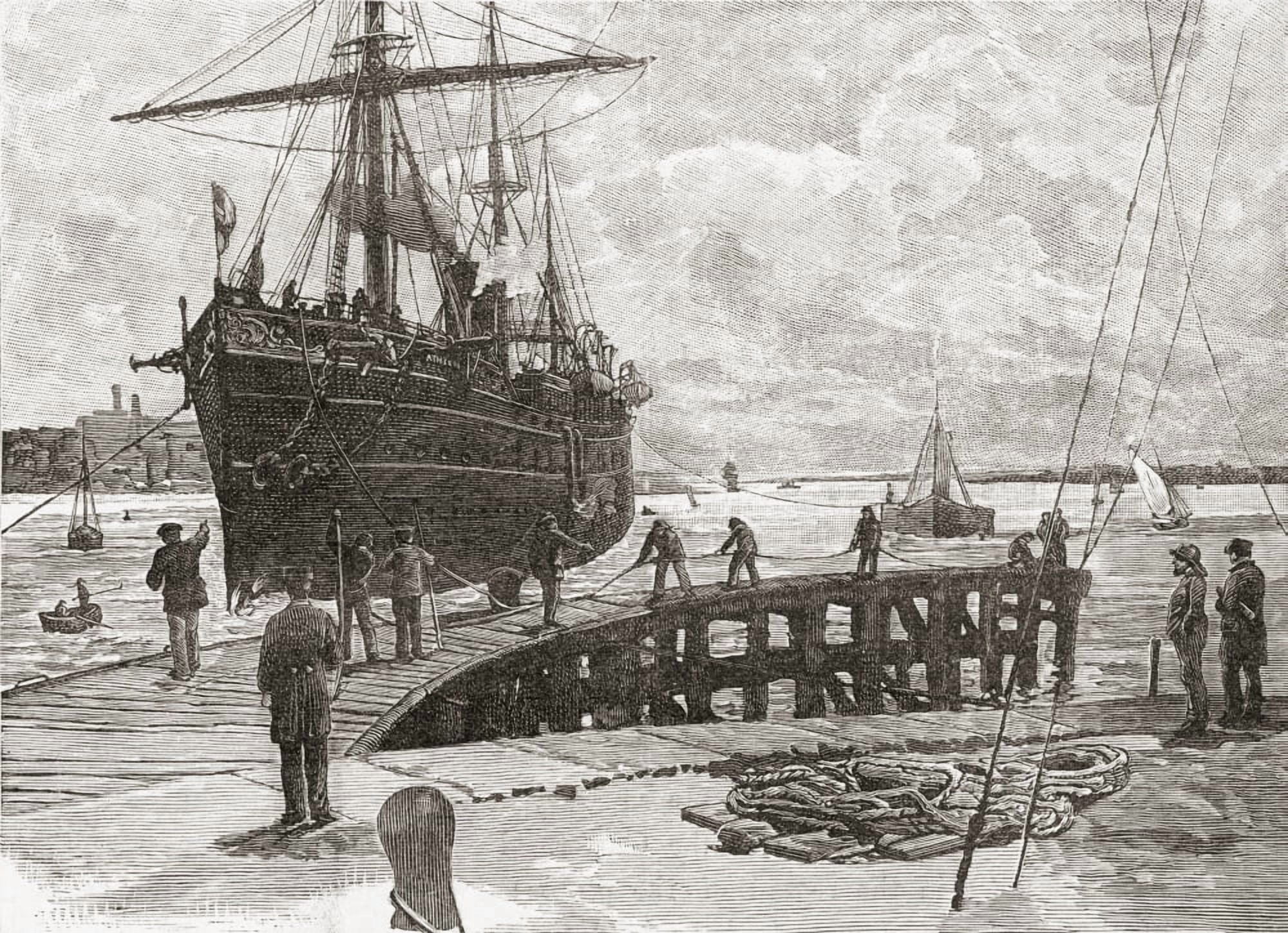 Arrival Of A Steamer At Southampton Docks Hampshire England In The Late 19Th Century From Our Own Country Published 1898 Canvas Art - Ken Welsh Design Pics (34 x 24)