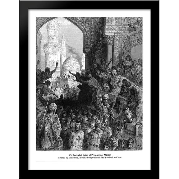 Arrival at Cairo of Prisoners of Minich 28x36 Large Black Wood Framed Print Art by Gustave Dore