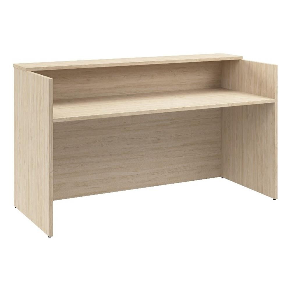 Natural Elm Adjustable Height Reception Desk with Shelf