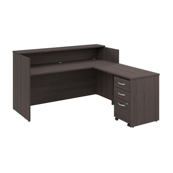 Arrive 72W x 72D L Reception Desk with Drawers in Storm Gray - Engineered Wood