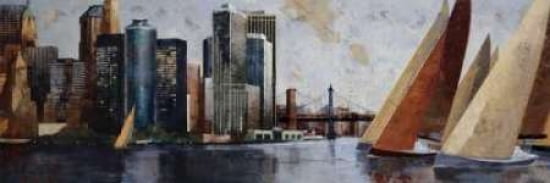 Arriving at Manhattan Canvas Art - Marti Bofarull (12 x 36)