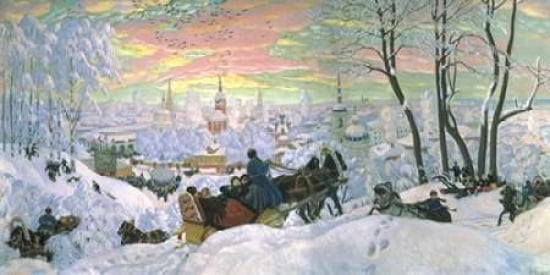 Arriving for Shrove-Tide 1916 Canvas Art - Boris Kustodiev (10 x 20)