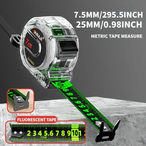 Arrizer fluorescent tape measure industrial grade steel tape measure has high precision, thickening, wear resistance and falling resistance, Construction Work, Industrial Measuring Tool,