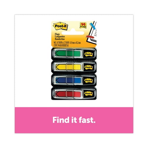 Arrow 0.5" Page Flags, Assorted Primary, 24/Color, 96 Flags/Pack | Bundle of 10 Packs