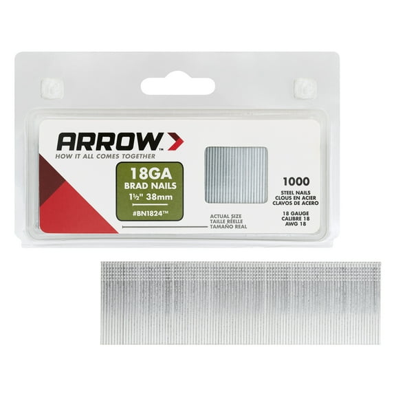 Arrow 1-1/2 inch Galvanized Steel Brad Nails - 1000 Count, New
