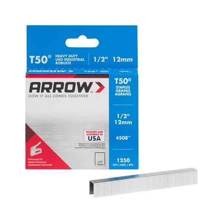 Arrow 1/2 inch T50 Staples - 1,250 Count Galvanized Steel Chisel Point Staples
