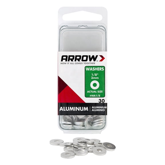 Arrow 1/8" Aluminum Flat Repair Washers, 30 Count