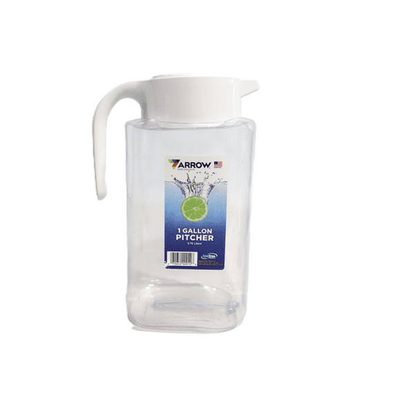Arrow, Pitcher, 1 Gallon H2O Square Pitcher, 1 gal, perfect for chilled drink preparation.
