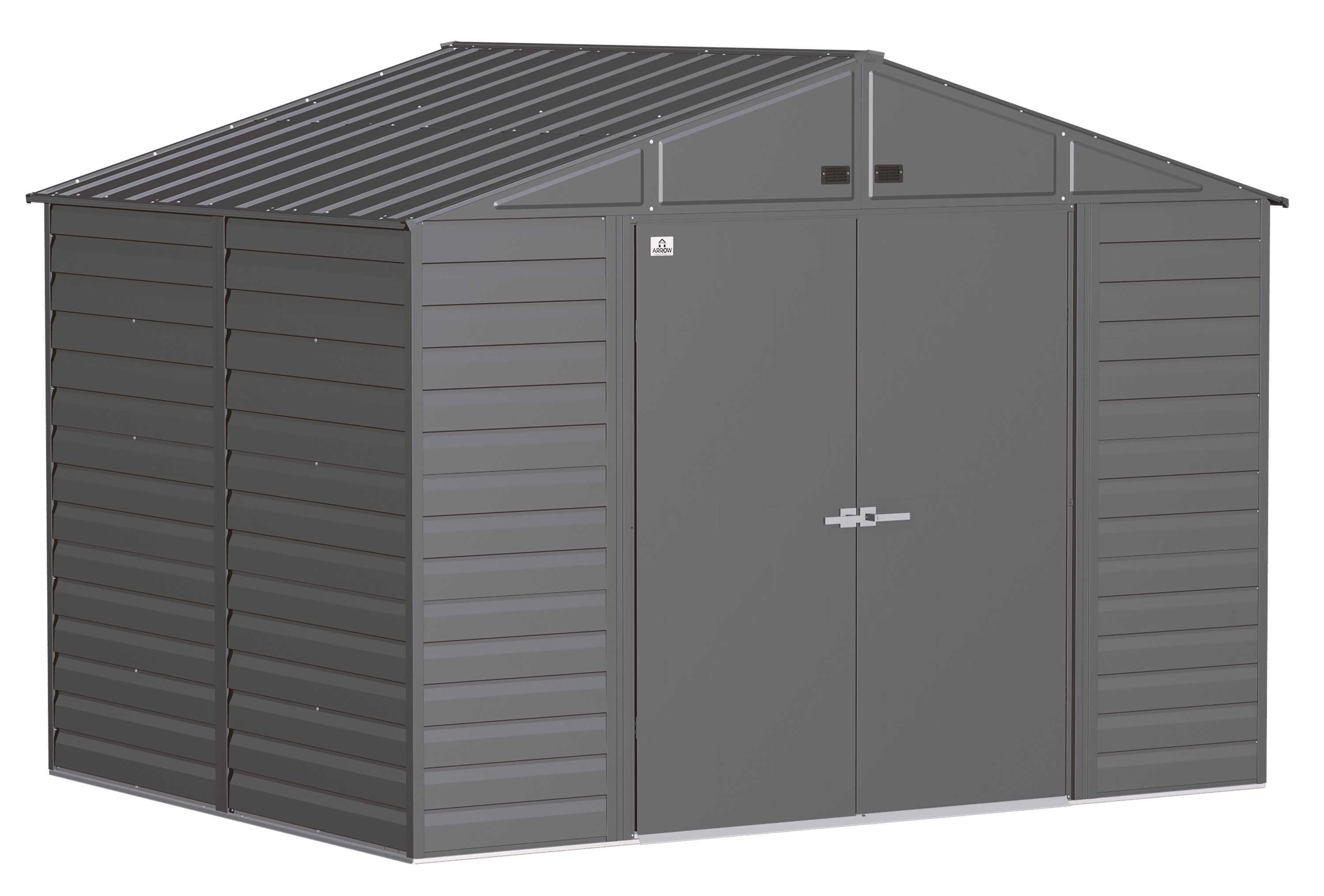 Charcoal 10' x 8' Galvanized Steel Peak Roof Storage Shed