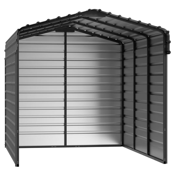 Arrow 10 x 15 x 9 ft Charcoal Steel Carport With 3 Wall Kit