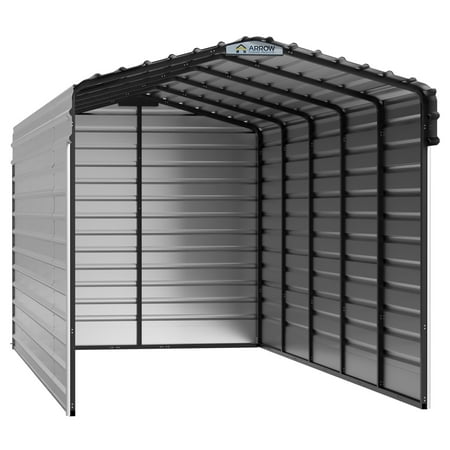 Arrow 10 x 24 x 9 ft Eggshell Steel Carport With 3 Wall Kit