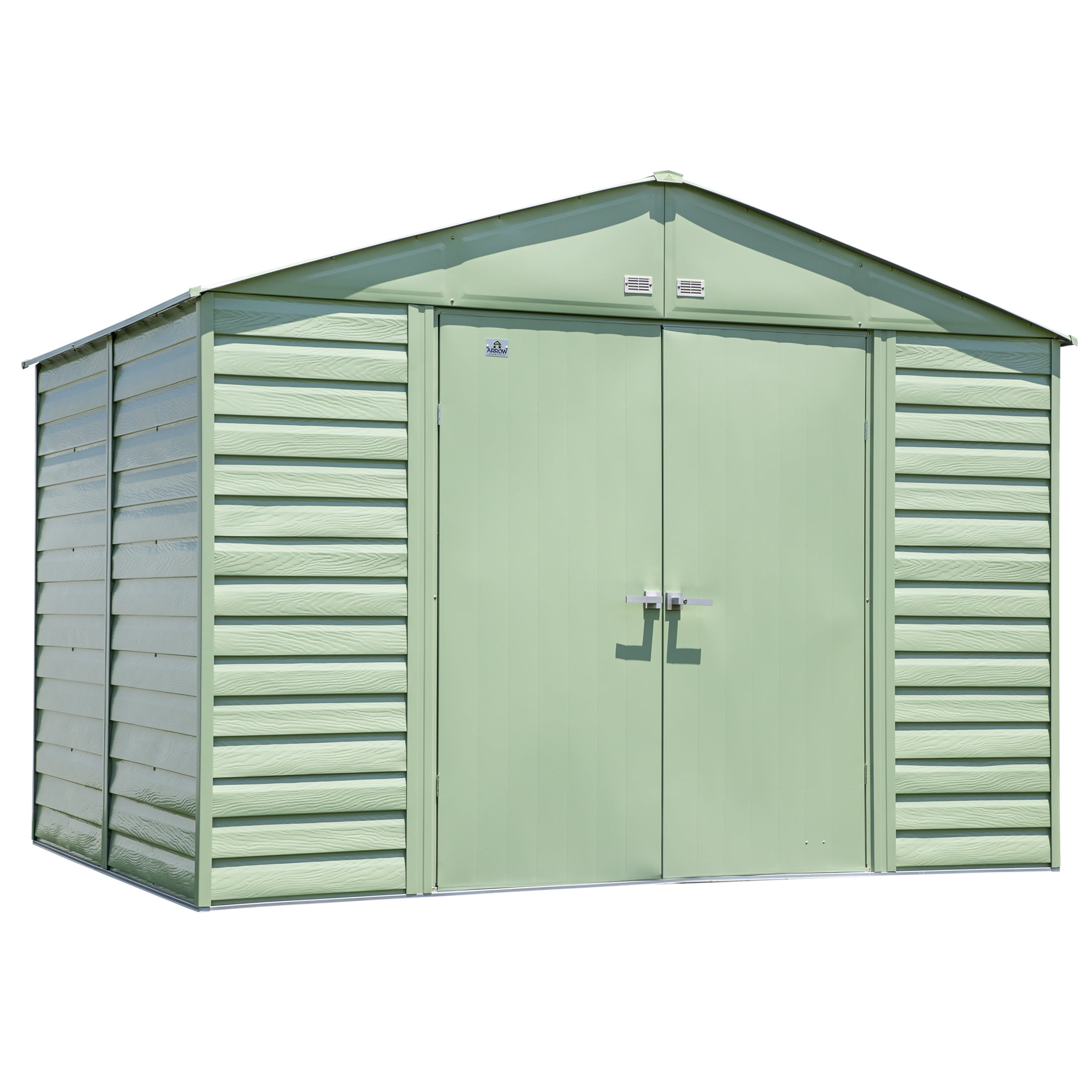 10 ft x 8 ft Green Metal Storage Shed with Gable Roof