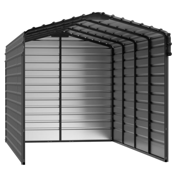 Arrow 10 x 20 x 9 ft Charcoal Steel Carport With 3 Wall Kit