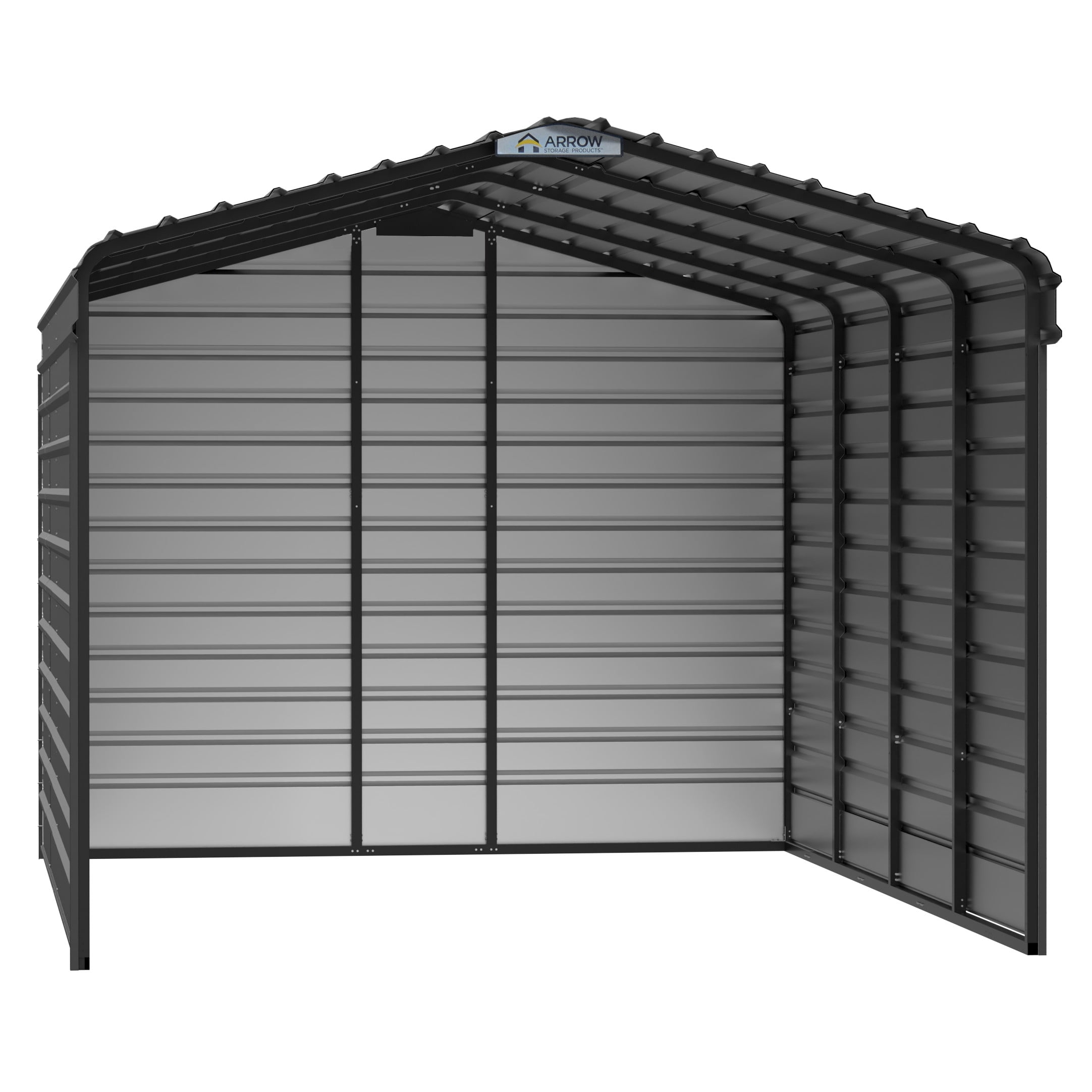 Arrow 12 x 20 x 9 ft Charcoal Steel Carport With 3 Wall Kits