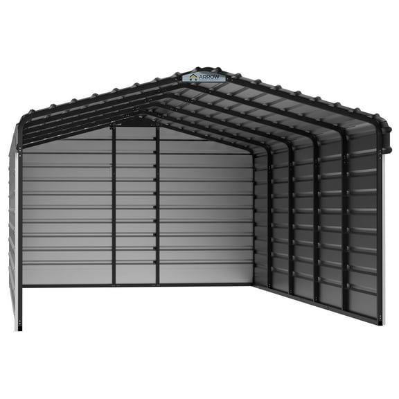 Arrow 12 x 24 x 7 ft Eggshell Steel Carport With 3 Wall Kit