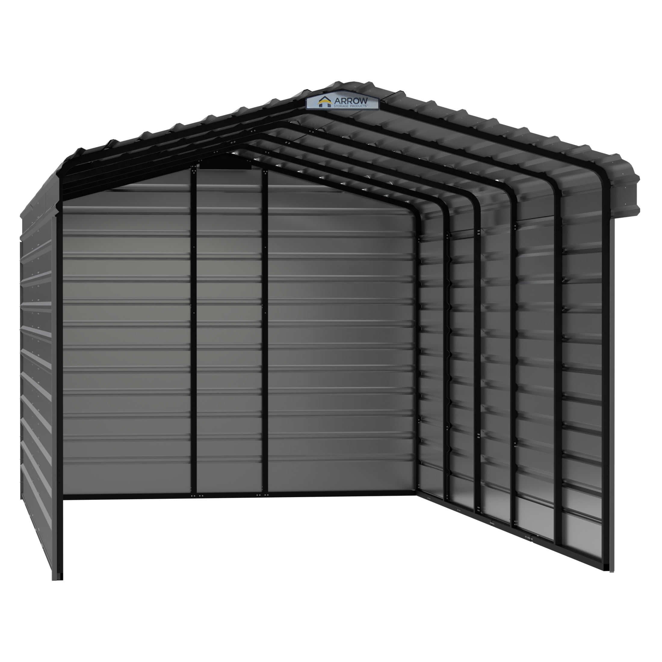 Arrow 12 x 24 x 9 ft Charcoal Steel Carport With 3 Wall Kit