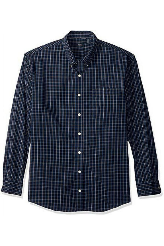 1851 Men's Tall Hamilton Poplins Long Sleeve Button Down Plaid Shirt, Deep Navy Blazer, 4X-Large Big