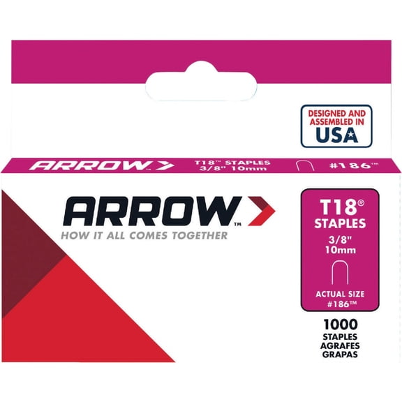 Arrow 186 T18 3/8-Inch Leg Length, 3/16-Inch Crown Size, Staples 1,000 Count