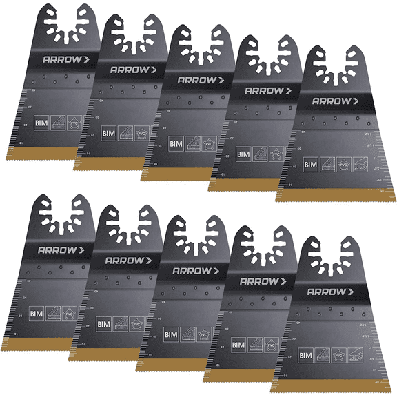 Arrow 2-11/16- Inches Titanium Wood & Nail Oscillating Tool Blade, 10 Piece
