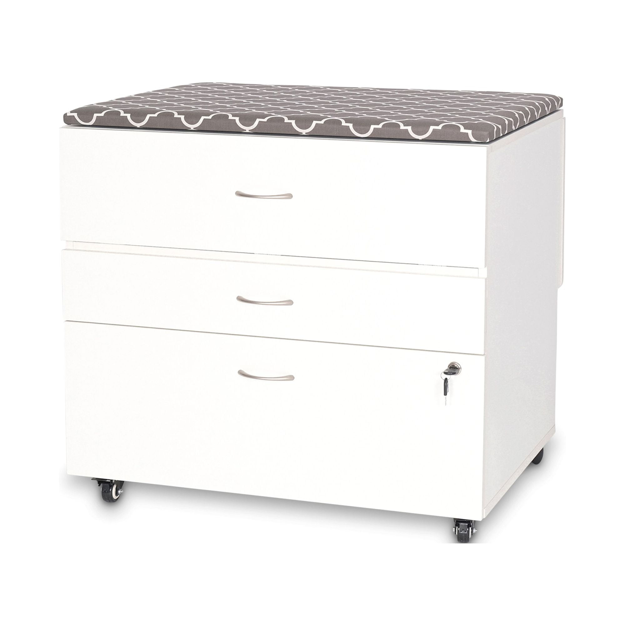 White Modern Embroidery Storage Cabinet with Soft-Closing Drawers