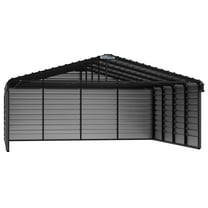 Arrow 20 x 20 x 7 ft Charcoal Steel Carport With 3 Wall Kit