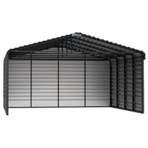 Arrow 20 x 20 x 9 ft Charcoal Steel Carport With 3 Wall Kit