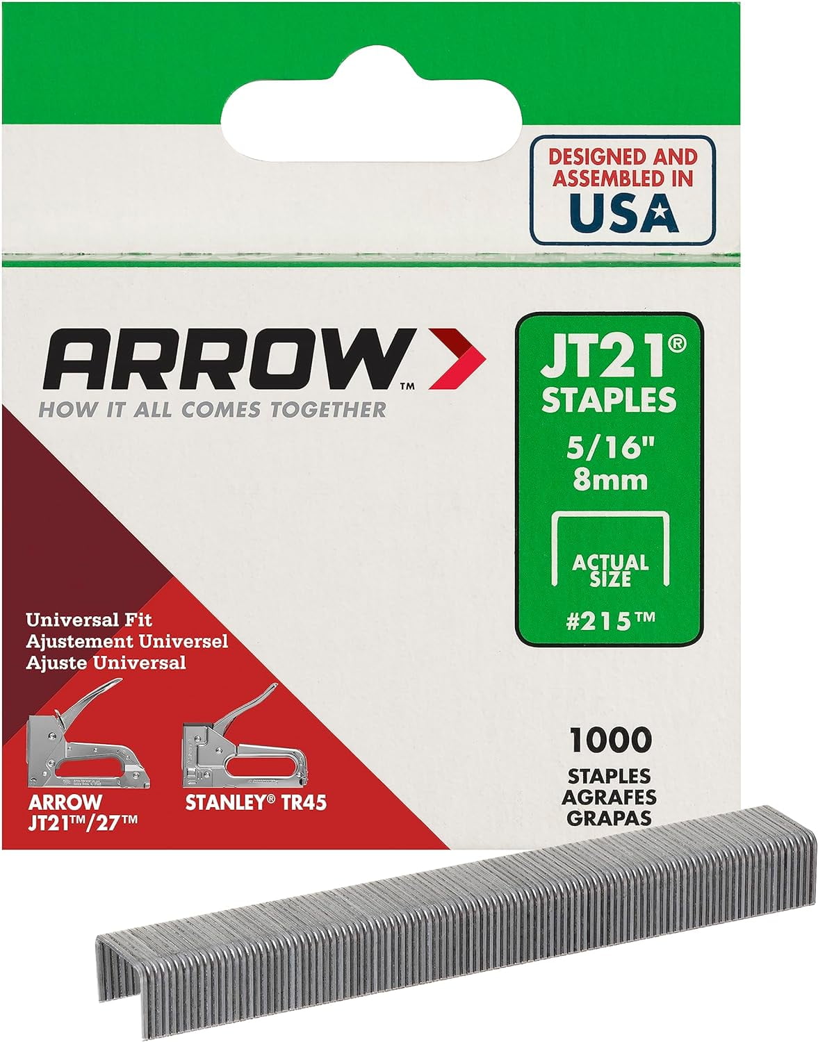 Arrow 215 JT21 Thin Wire Staples for Staple Guns and Staplers, Use for