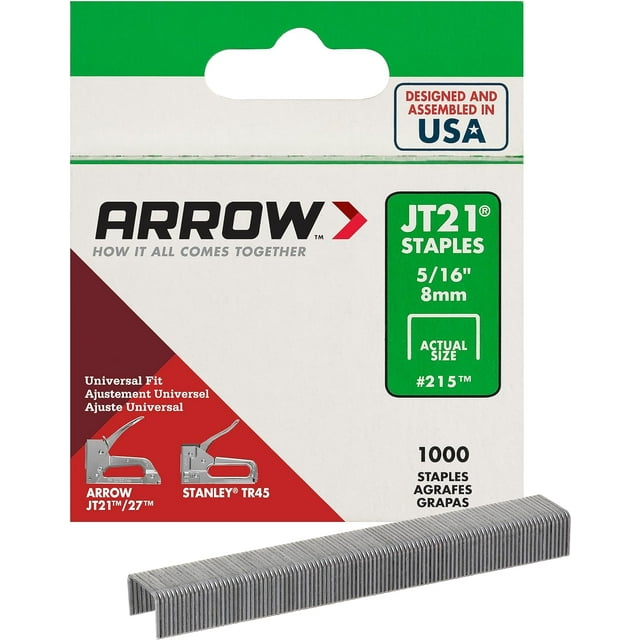 Arrow 215 JT21 Thin Wire Staples for Staple Guns and Staplers, Use for