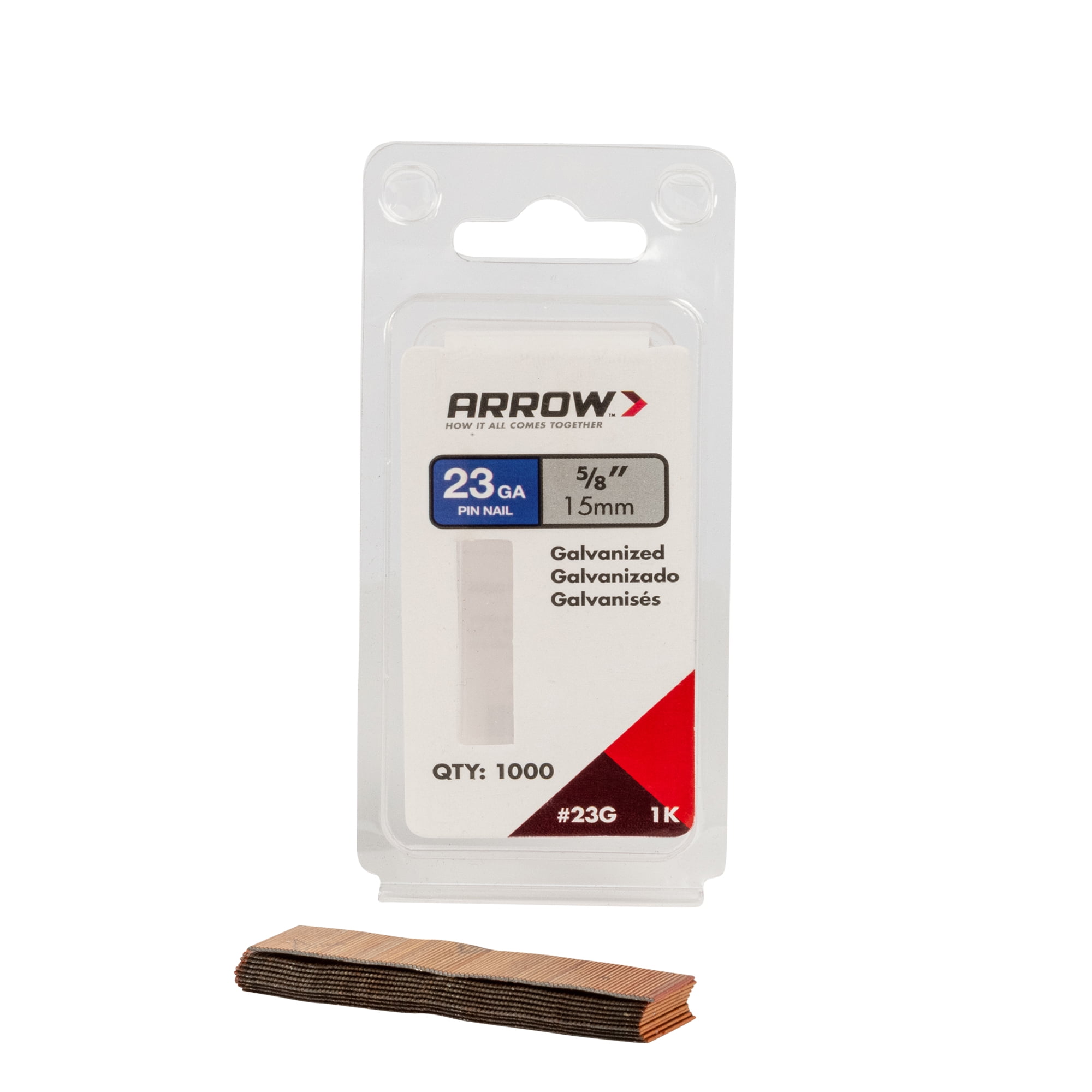 Arrow 23G15-1K 5/8" 23 Ga Pin Nails - Headless Collated Pin Nails, 23-Gauge Steel, 1,000 Count