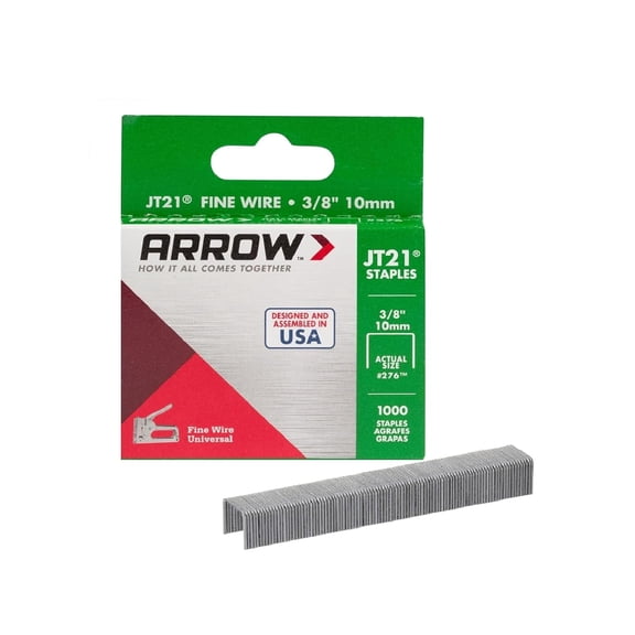 Arrow 276 JT21 Thin Wire Staples for Staple Guns and Staplers Use Upholstery Crafts General Repairs 3/8-Inch Leg Length 7/16-Inch Crown Width 1000-Pack