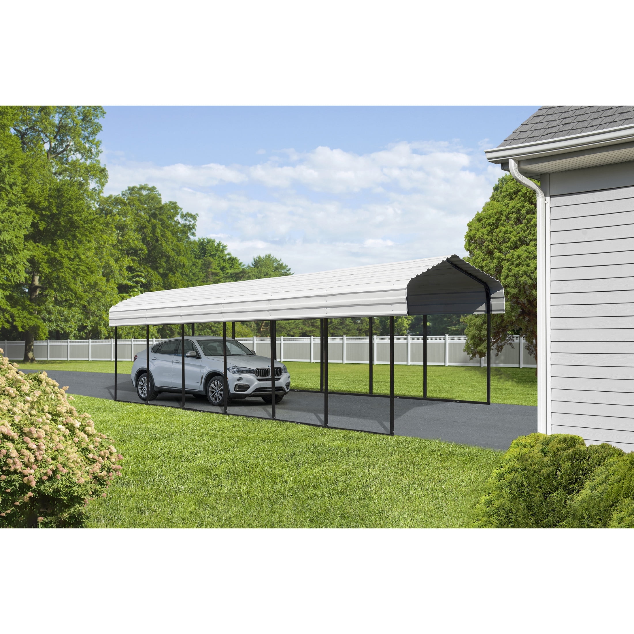 Eggshell All-Steel Carport Kit with Galvanized Roof