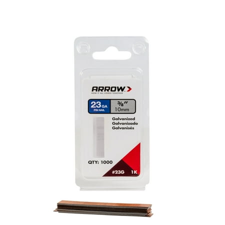 Arrow 3/8 Inch 23 Ga Pin Nails - Headless Collated Pin Nails, 23-Gauge Steel, 1,000 Count