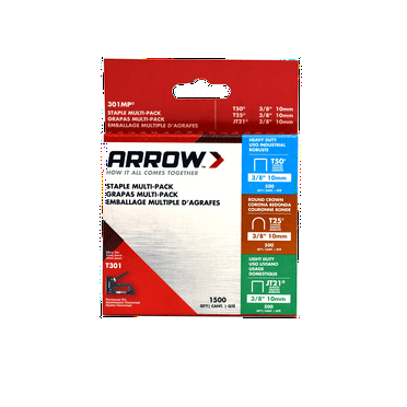 Arrow 301MP Multi-Pack Staples - Includes 500 Each T50, JT21 and T25 Fasteners, for DIY, General Repairs, Home Improvement, New