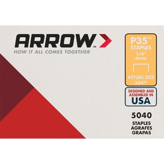 Arrow 354 P35 Heavy Duty Staples for Paper, Bags, Cardboard, and Crafts, 1/4-Inch Leg Length, 3/8-Inch Crown Size, 5040-Pack