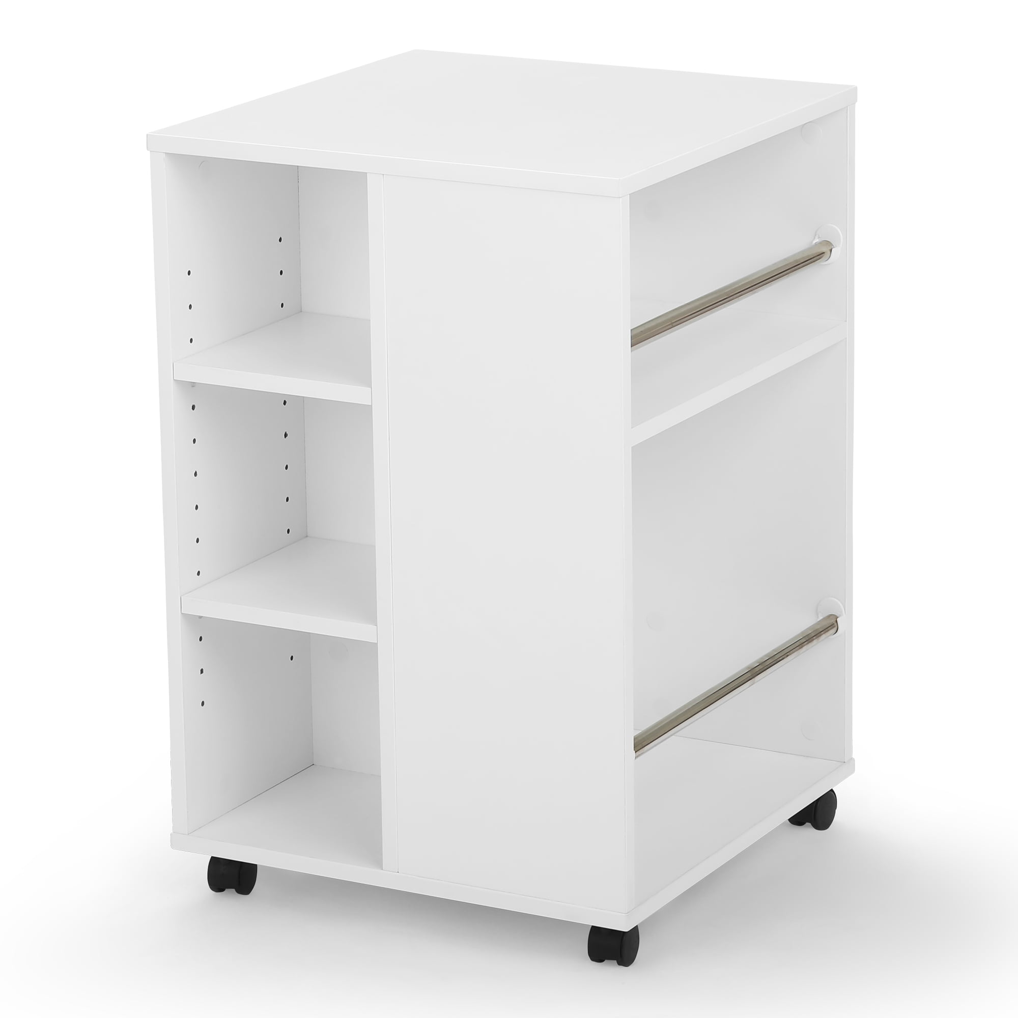 White 4-Sided Craft Storage Cube with Casters
